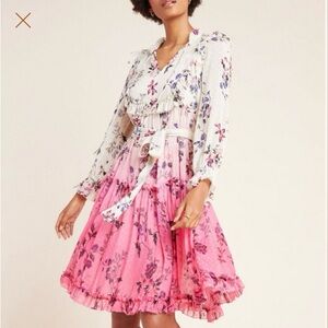 Anthropologie Dip dyed floral dress